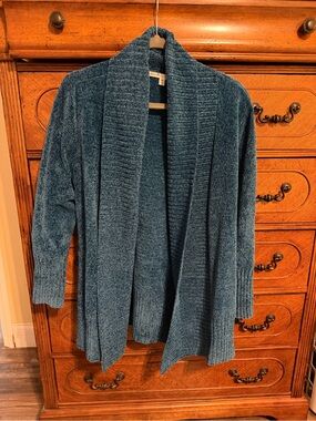 Seven7 Teal Open-Front Chenille Cardigan